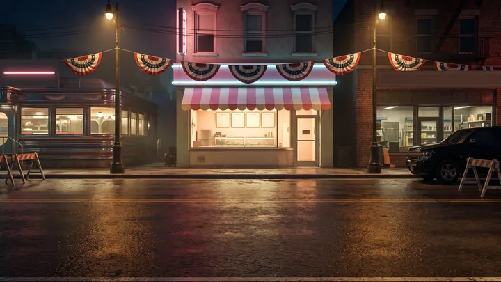 MAIN STREET: the stage plate as it appears in the game