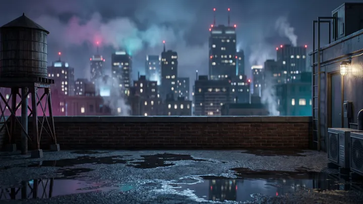 ROOFTOP: the stage plate as it appears in the game
